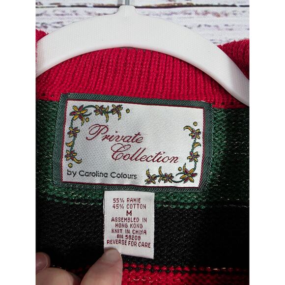 VTG Ugly Christmas Sweater Full Zip Cardigan Women's M Private Collection - Picture 5 of 7